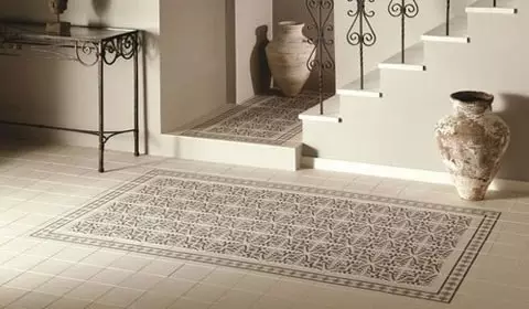 Tile rug on the floor