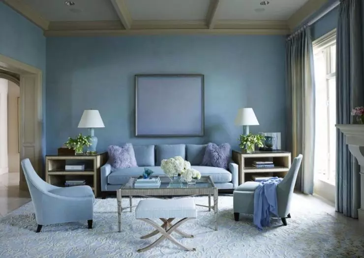 Kamar Living Biru - 110 foto kombinasi sing ora biasa saka warna biru ing ruang tamu