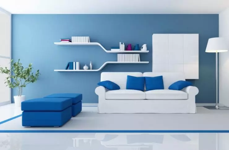 Kamar Living Biru - 110 foto kombinasi sing ora biasa saka warna biru ing ruang tamu