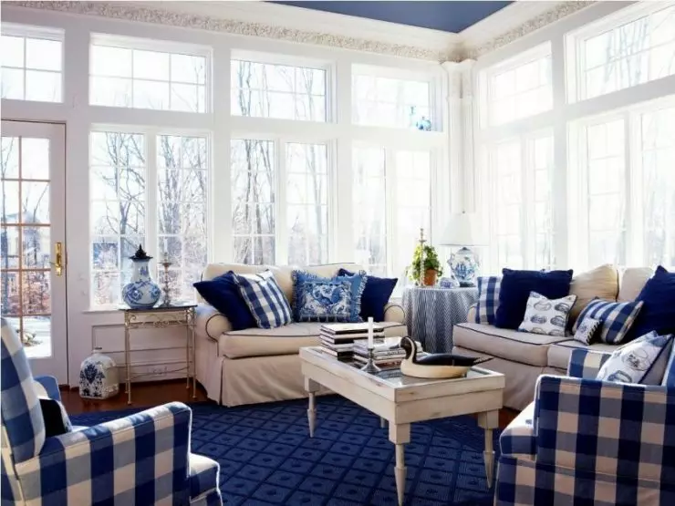 Saló Blau - 110 fotos d'una inusual combinació de tons blaus a la sala d'estar
