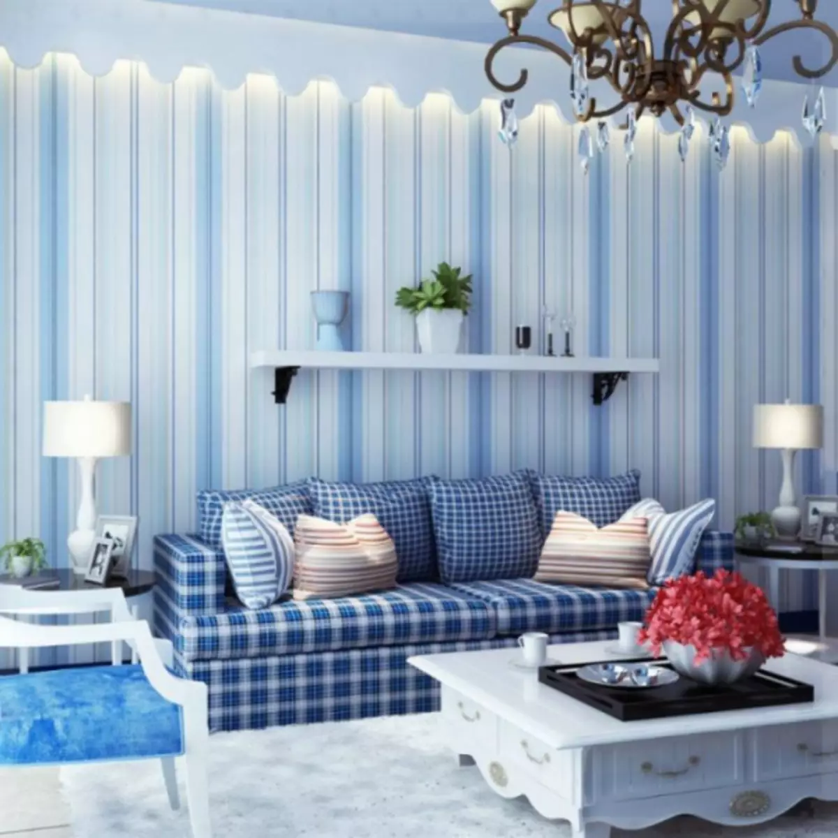 Blått vardagsrum - 110 bilder av en ovanlig kombination av blå nyanser i vardagsrummet