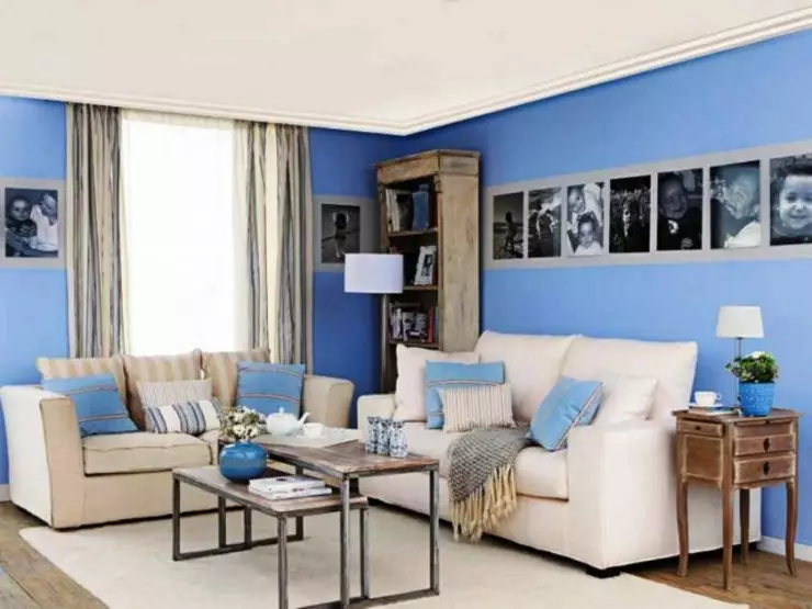 Kék nappali - 110 fotó a kék árnyalatok szokatlan kombinációjából a nappaliban