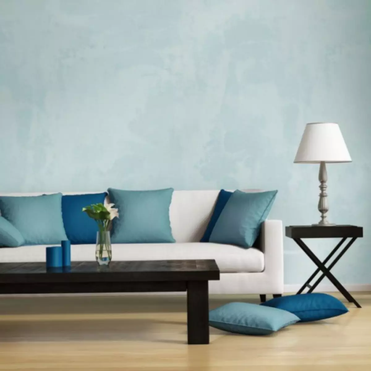 Sala de estar azul - 110 fotos de uma combinação incomum de tons azuis na sala de estar