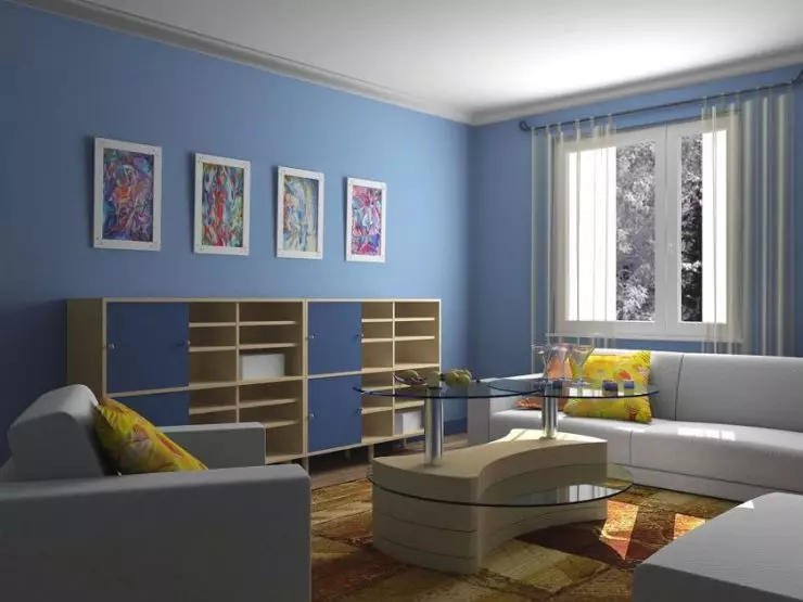 Sininen olohuone - 110 kuvaa epätavallisesta sinistä sävyistä olohuoneessa