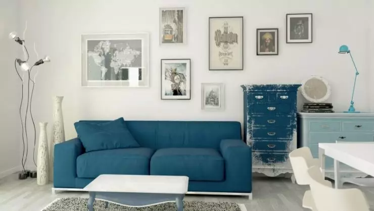Dhomë të gjallë blu - 110 foto të një kombinimi të pazakontë të hijeve blu në dhomën e ndenjes