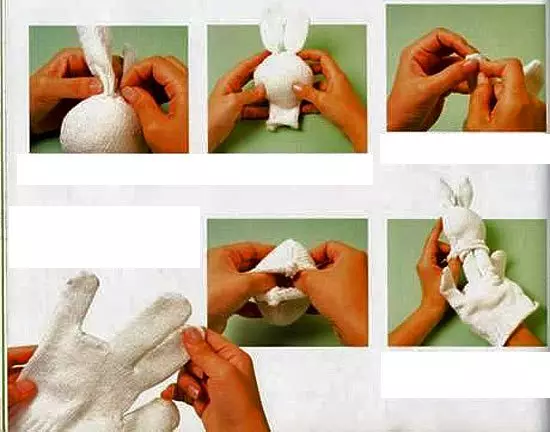 Mga Dolls alang sa The Puppet Teater - paghimo usa ka monyeka gikan sa glove bunny