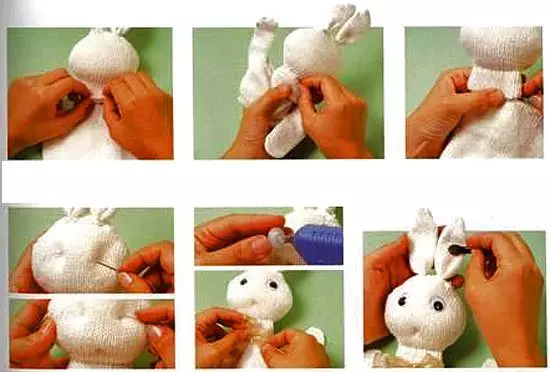 Boneka kanggo teater wayang - nggawe boneka saka sarung tangan bunny