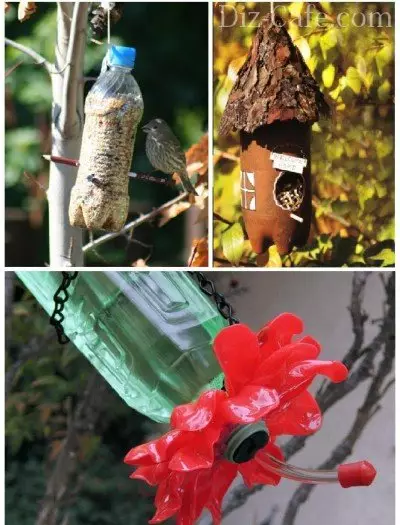 Feeder untuk burung dari botol plastik dengan tangan mereka sendiri: kelas induk dengan foto