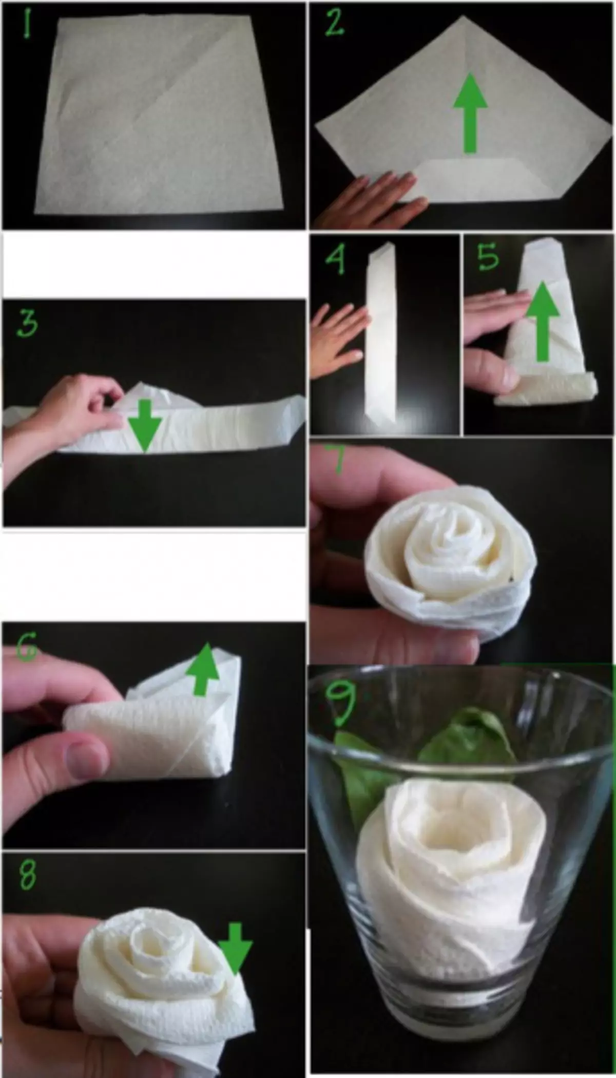 Kako napraviti ružu sa salvete sa vlastitim rukavima blistavim fotografijama i video