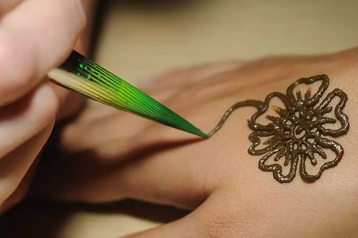 Schilderen Henna bij de hand thuis: sjablonen met foto's en video
