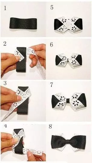 Ribbon de cetim de cabelo para nenas con instrucións paso a paso