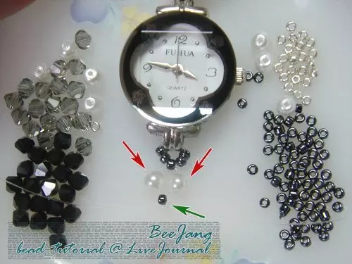 Watch bracelet with your own hands from rubber and beads with video