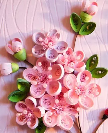 Quilling Obrázky kvetov, kytice: Master Class s fotografiou a videom