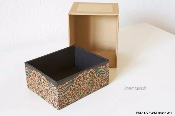 Како да направите кутија од картон со свои раце: Шема и образец со MK