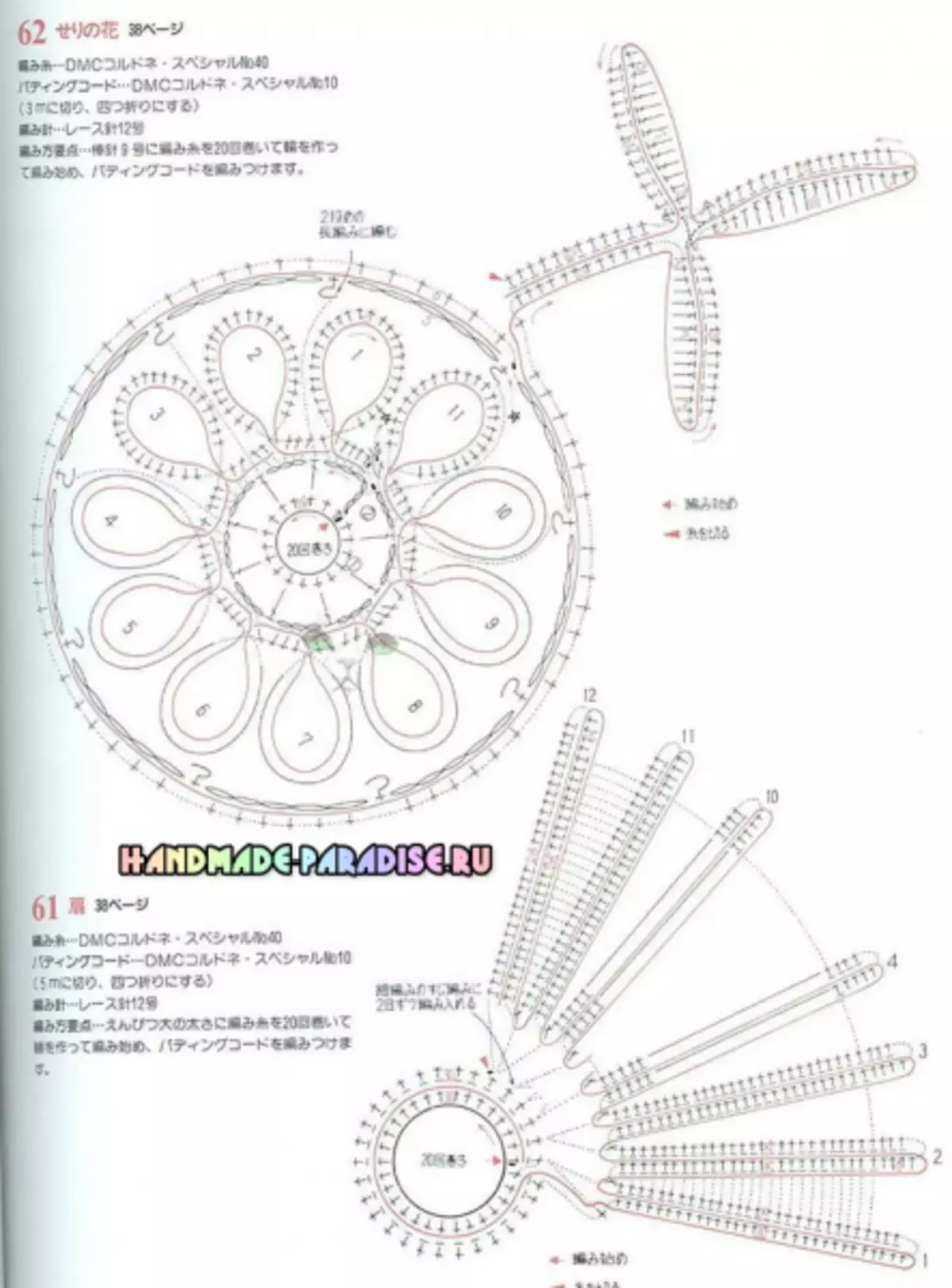 Irish lace crochet. Schemes of motifs