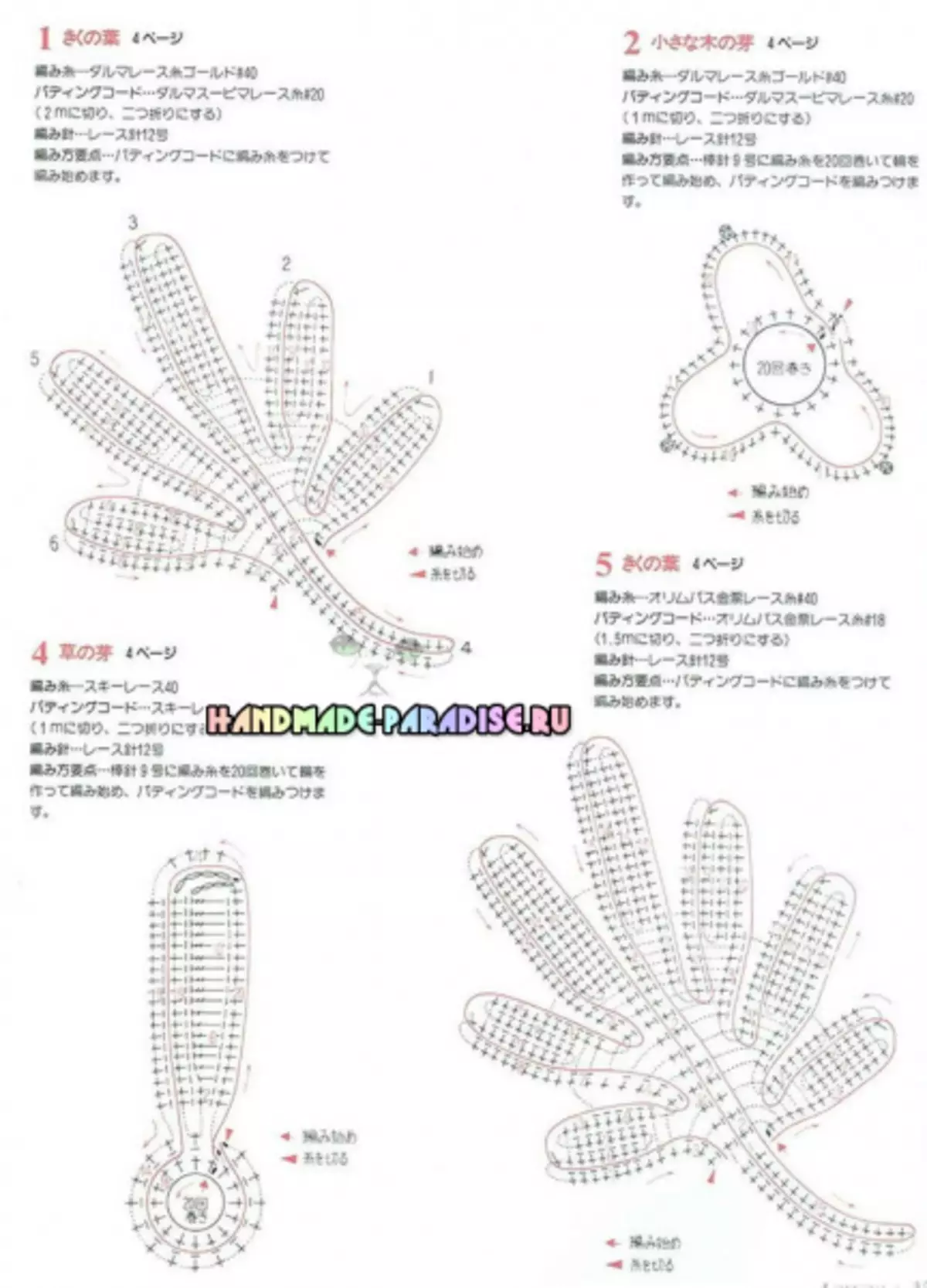 Irish lace crochet. Схеми на мотиви