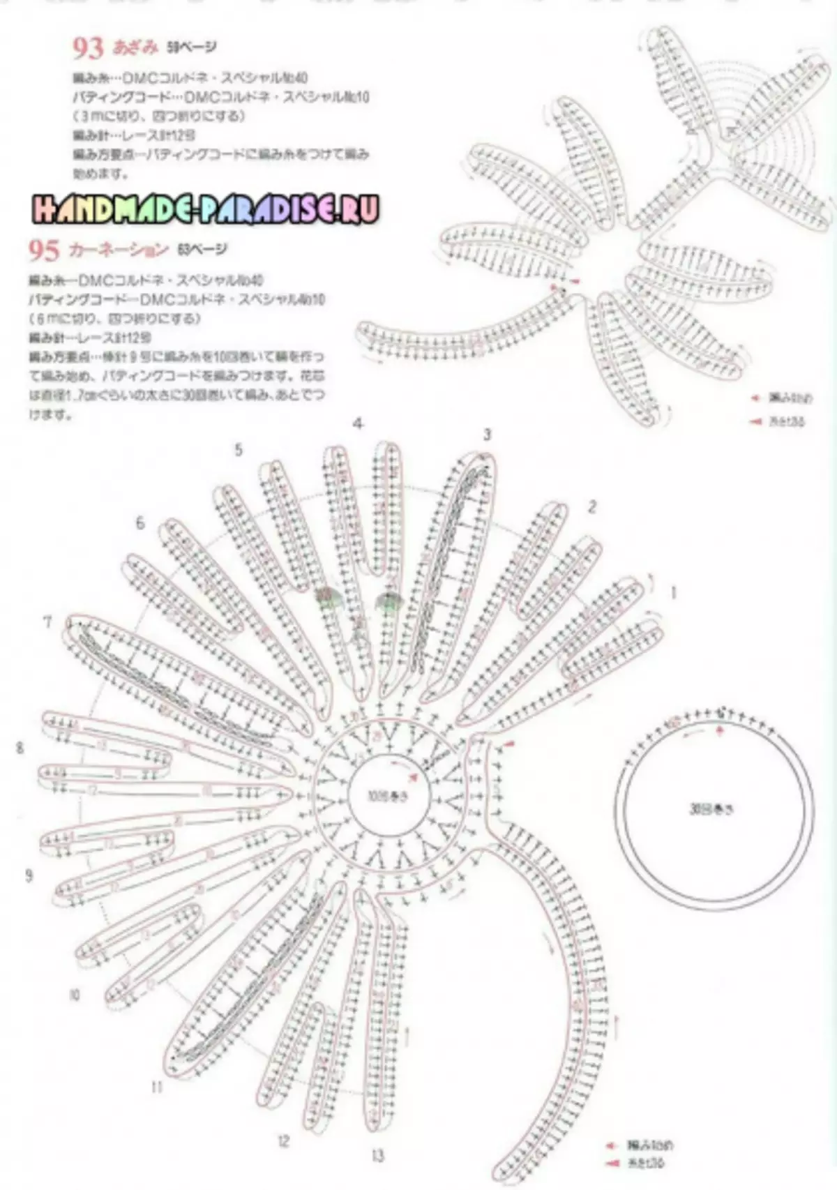 아일랜드어 레이스 크로 셰 뜨개질. 모티프의 계획