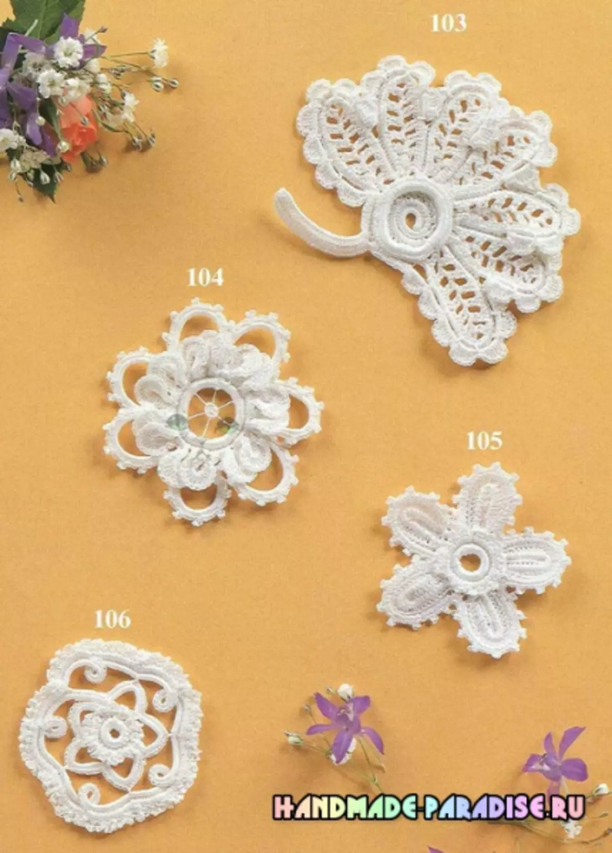 I-Ireland Lace Crochet. Izikimu ze-Motifs