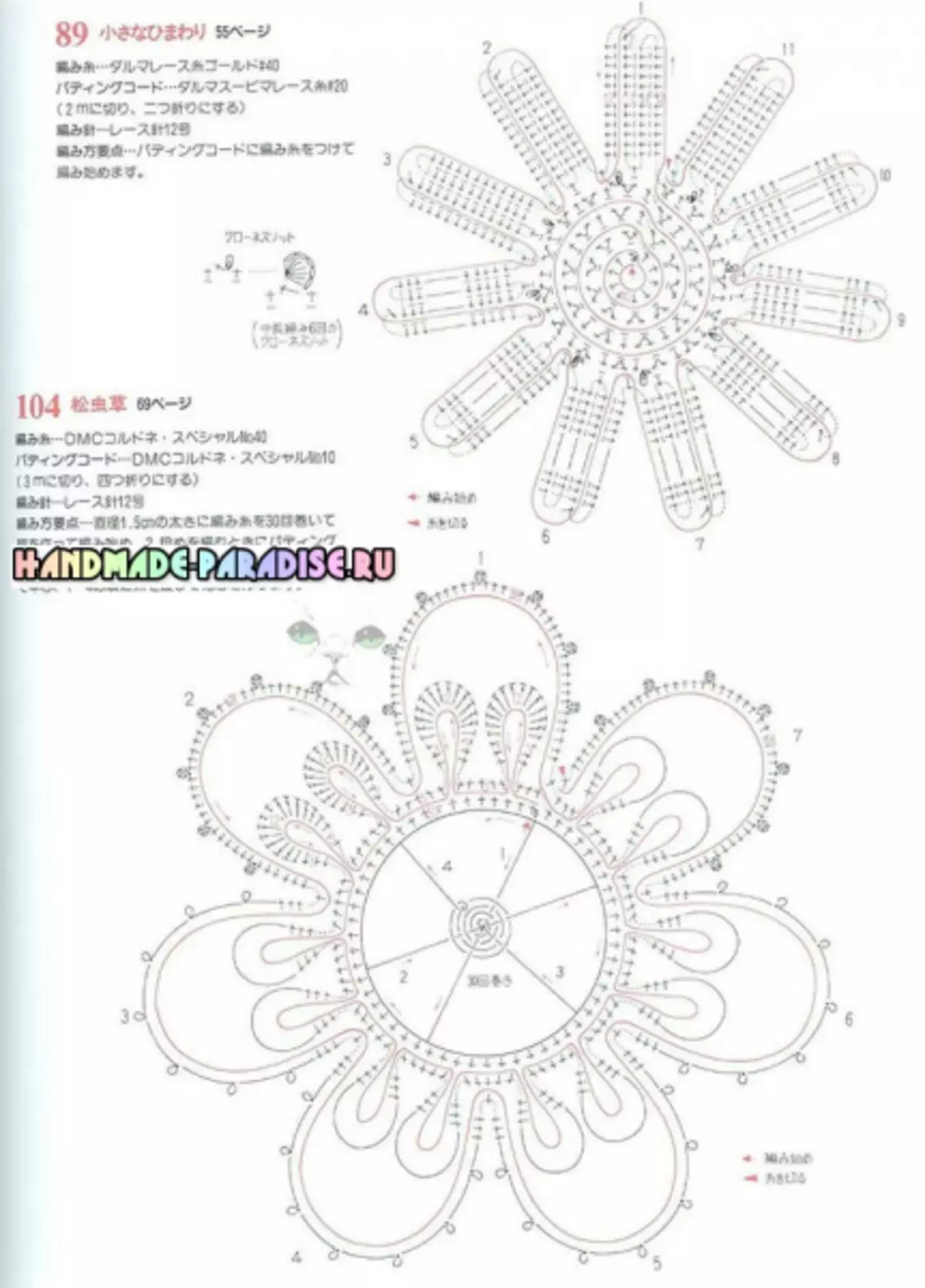 Renda renda Irlandia. Skema motif