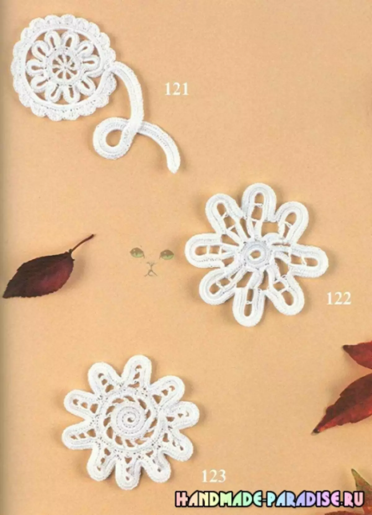 I-Irish Lace Crochet. Izikimu ze-motifs