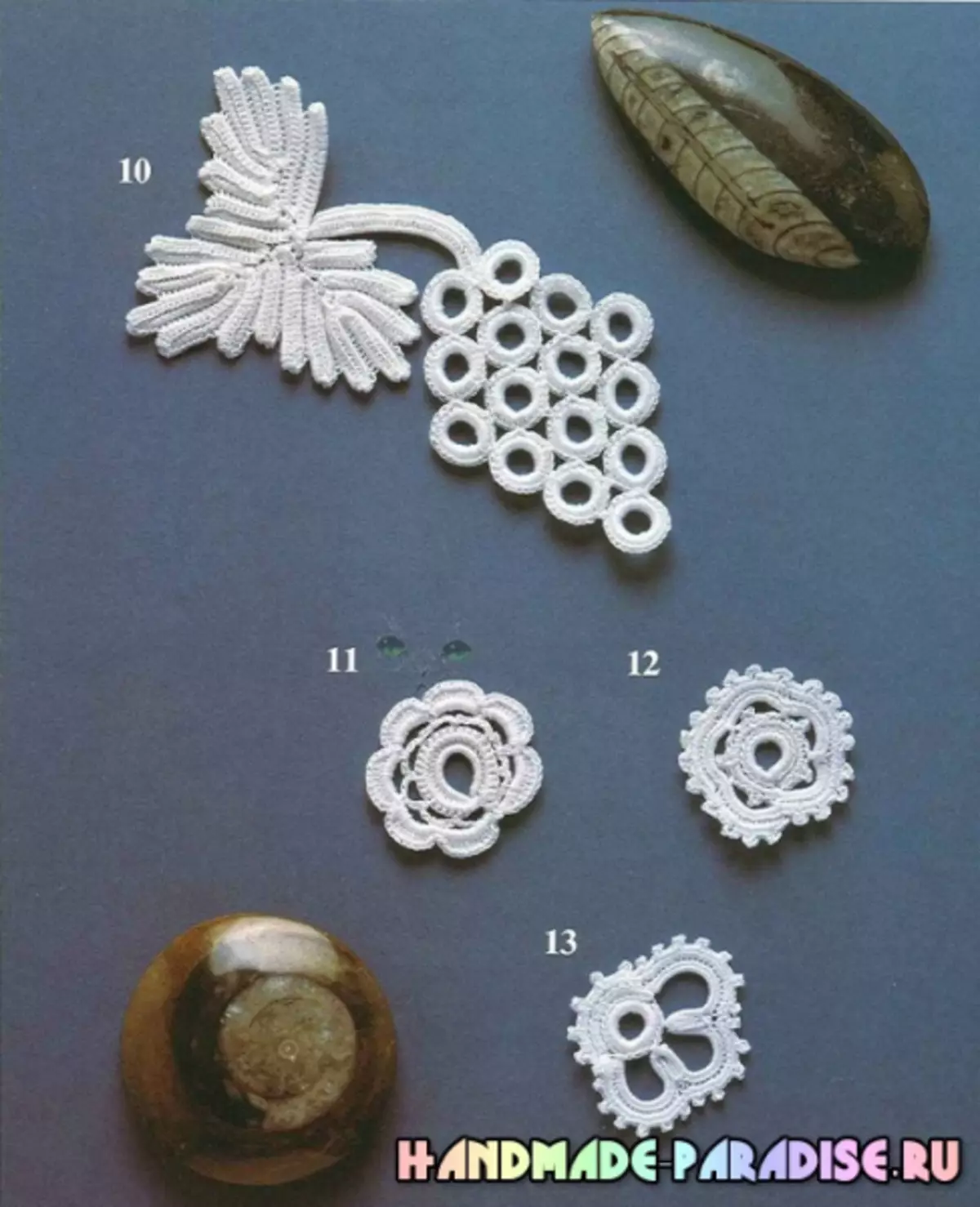 Ierse kant haak. Schema's van motieven