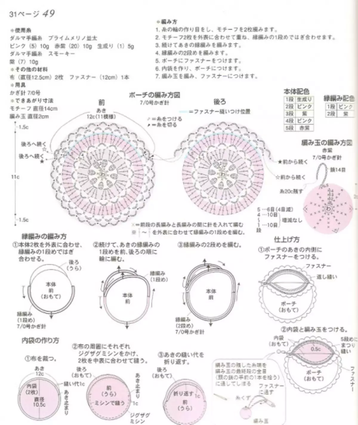 Revista xaponesa con esquemas de crochê