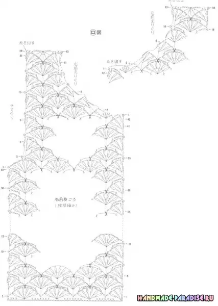 Stijlige begungende crochet. Japansk tydskrift mei skema's