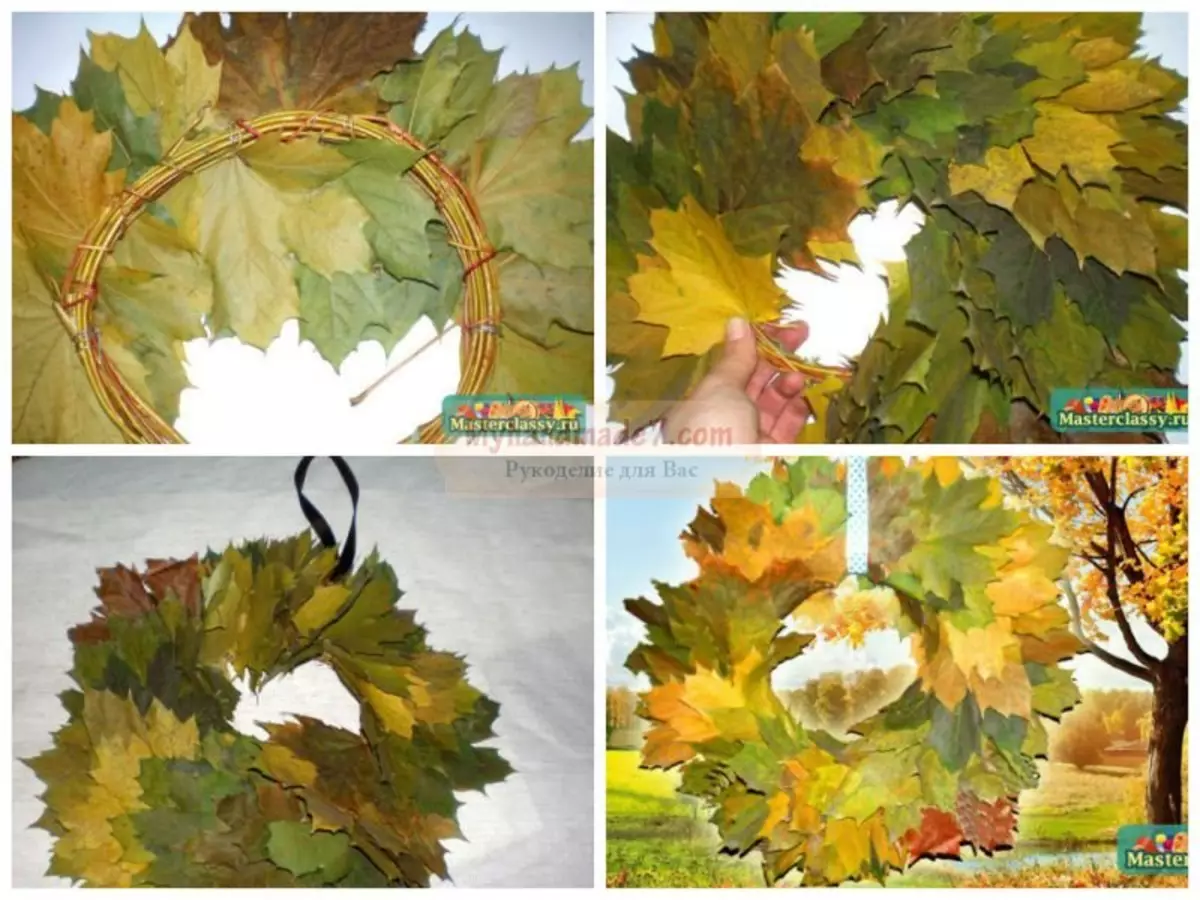 A coroa de follas de outono coas súas propias mans: clase mestra con vídeo