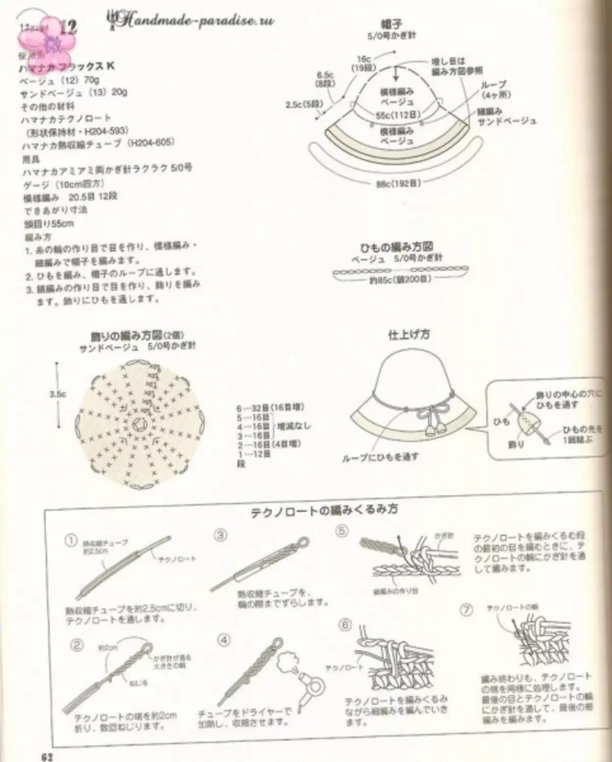 Hækletilbehør. Japansk magasin med ordninger