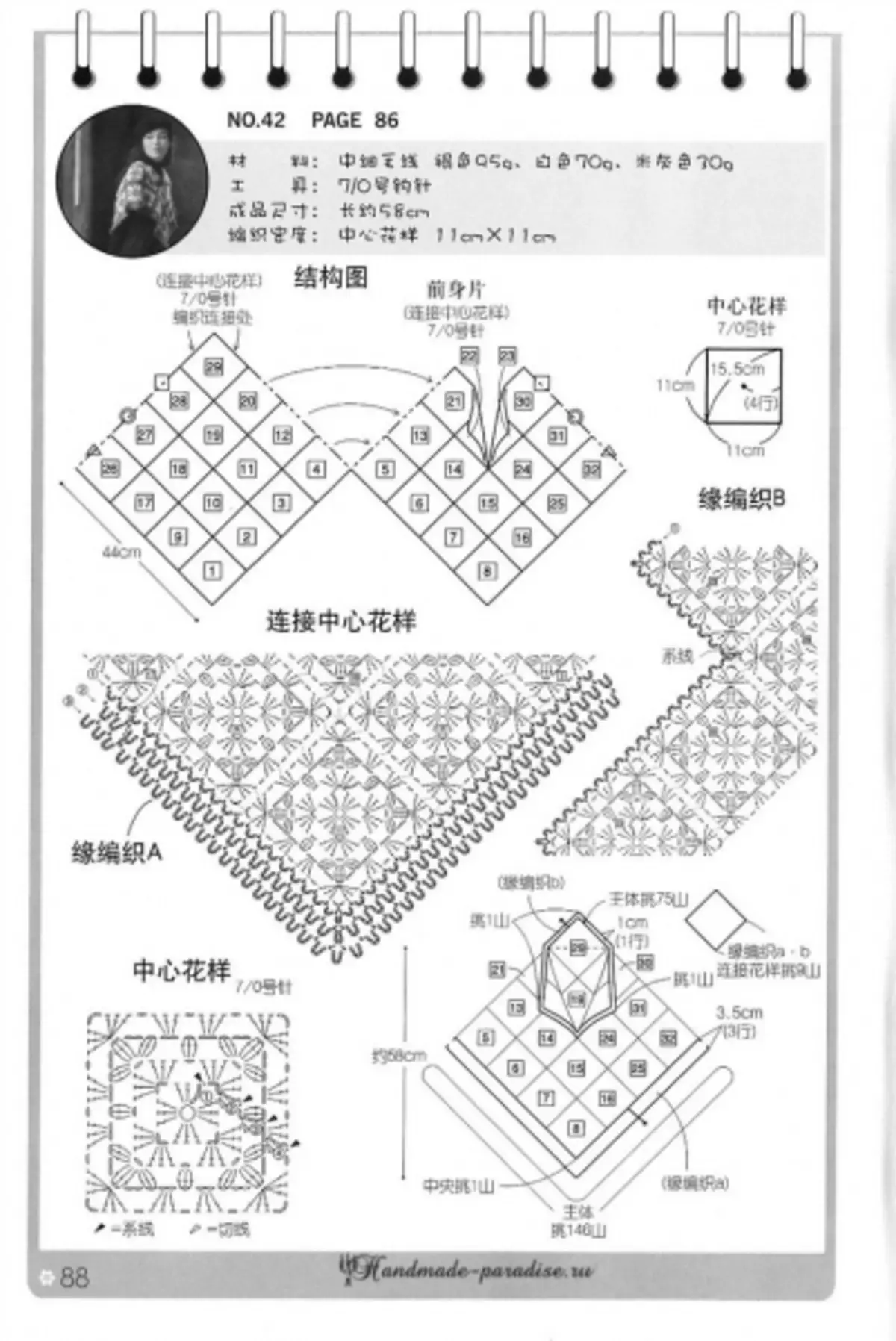 Shawli, Poncho e Capes nunha revista xaponesa con esquemas