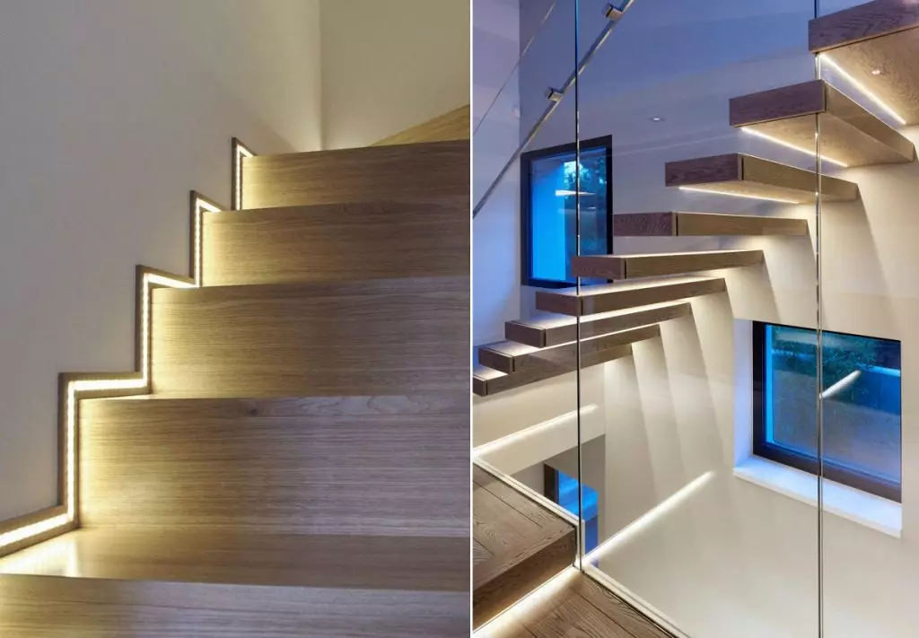 LED arka aydınlatma merdivenleri