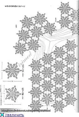 V večerni obleki Crochet Openwork traja in šal s shemami