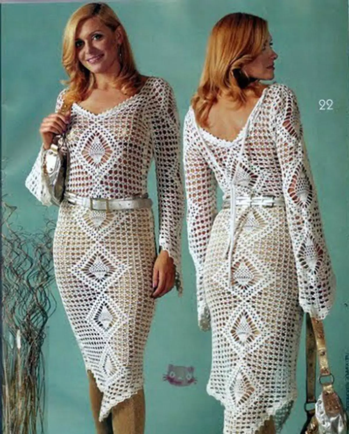 In the evening dress crochet Openwork takes and shawl with schemes