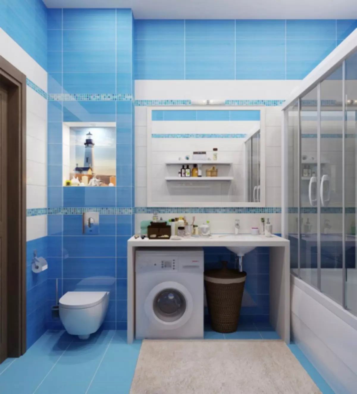 Vannitoa interjööri koos WC-ga: kuidas teha kaunilt ja praktiliselt väikese ruumi (38 fotot)