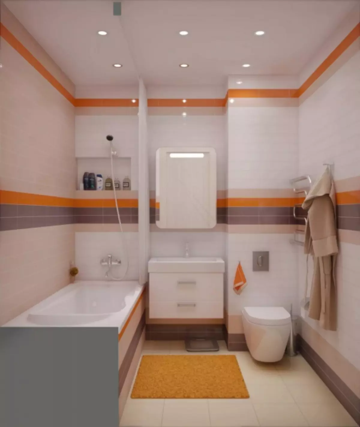 داخلی حمام همراه با توالت: چگونه به زیبایی و عملی در فضای کوچک (38 عکس)