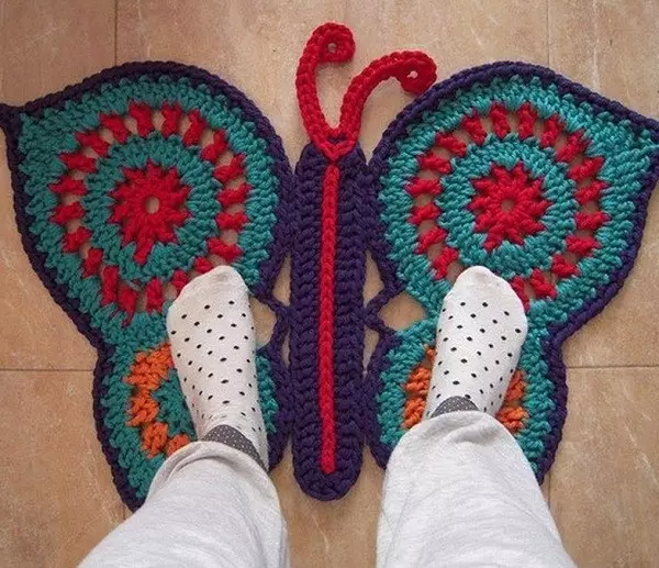 Crochet প্রজাপতি রগ - বুনন স্কিম