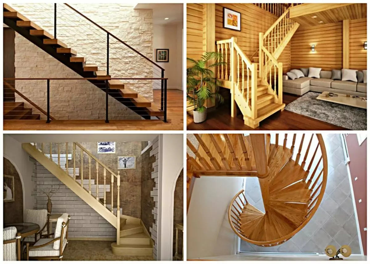 Verskillende tipes trappe vir die tweede verdieping