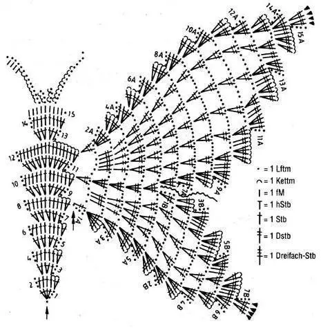 Crochet ಬಟರ್ಫ್ಲೈ - 100 ಸ್ಕೀಮ್ಸ್ ಮತ್ತು ವಿವರಣೆಗಳು