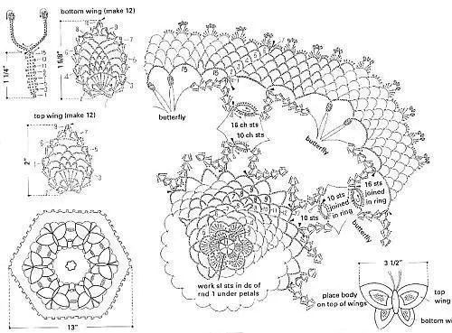 Kupu-kupu crochet - 100 skema lan deskripsi