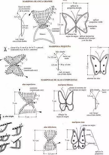 かぎ針編み蝶 - 100の方式と説明