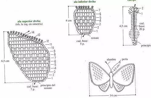Crochet Kəpənək - 100 sxem və təsvir