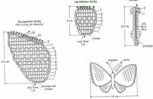 Kukupu crochet - 100 tahkes sareng déskripsi