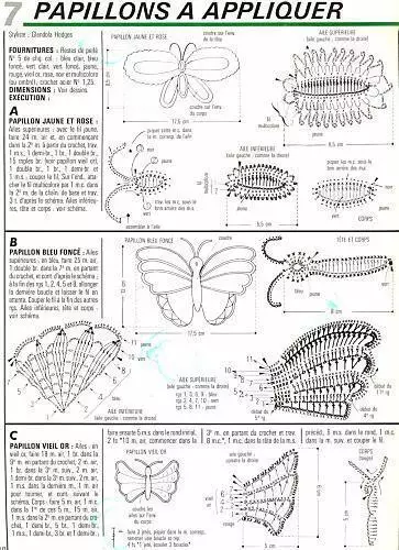 Horgolt pillangó - 100 sémák és leírások