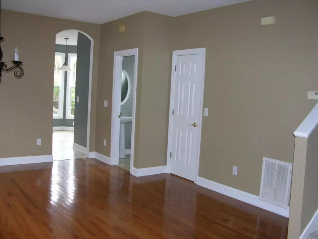 White doors and brown floor