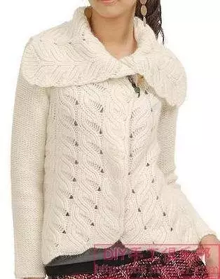 Gebreide Coat Met Knitting Veerpatroon