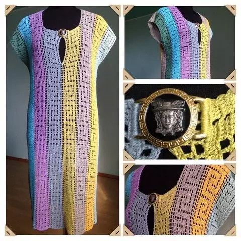 Crochet tunique: schéma et description du tricot de filet avec des photos