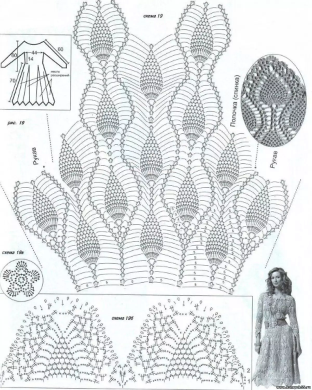 Ganxet de túnica: esquema i descripció del filet de teixir amb fotos