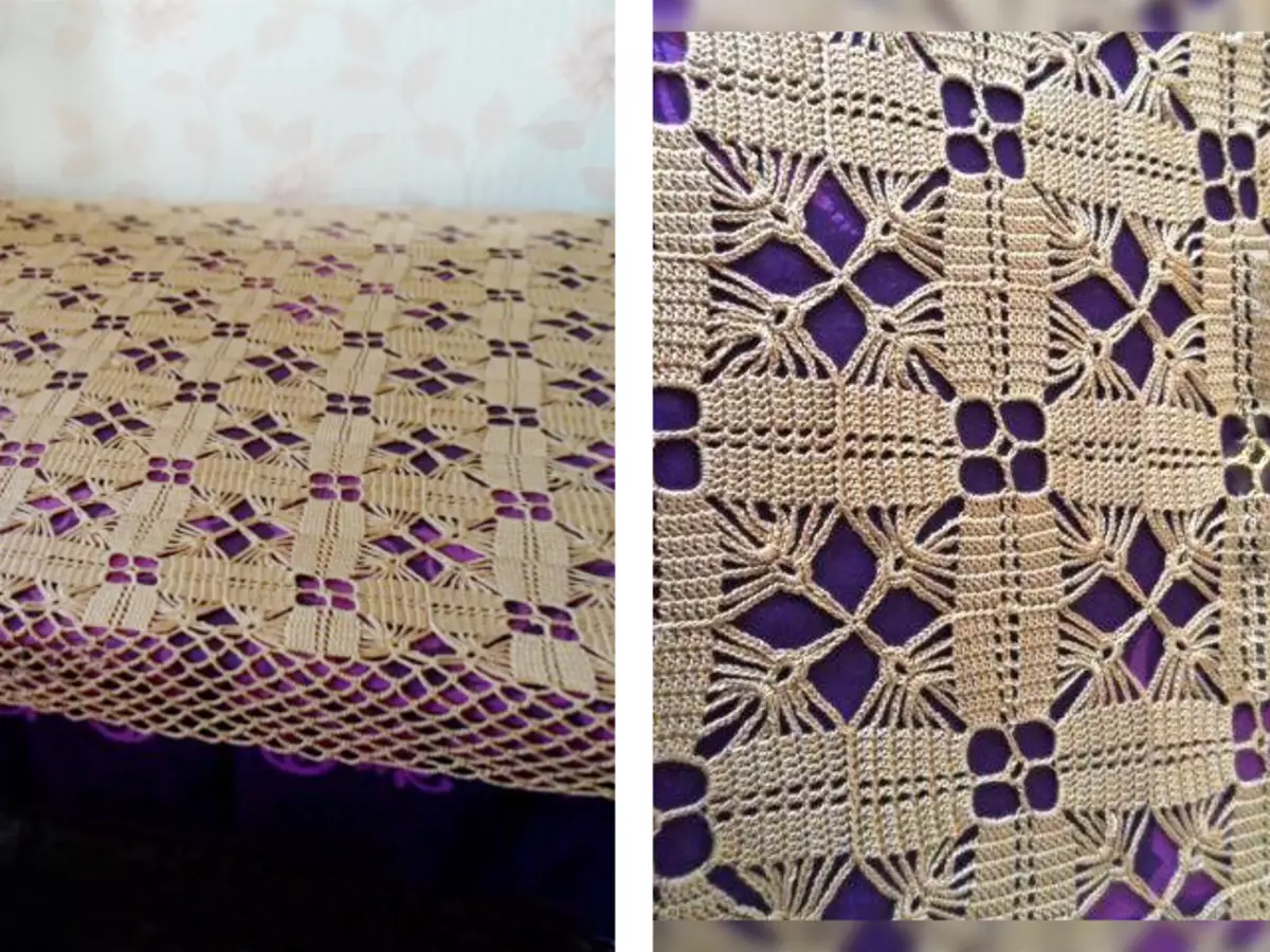 The scheme of a rectangular crochet tablecloth with a description for beginners