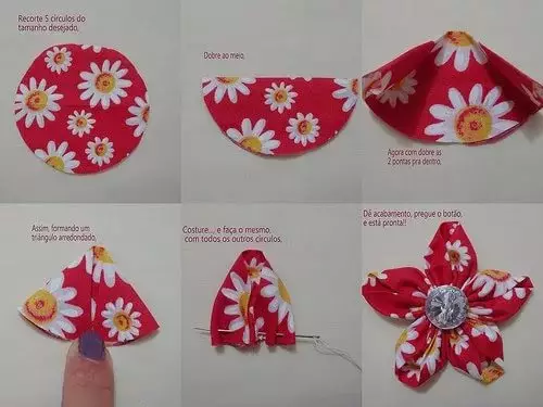 Цветя на рокля, изработена от плат със собствените си ръце: майсторски клас със снимки и видео