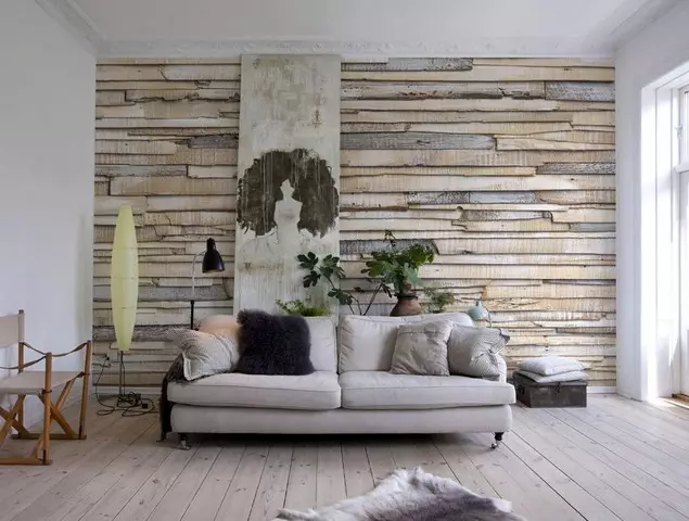 Houten muur in het interieur - Tips voor het maken van eco-stijl (38 foto's)
